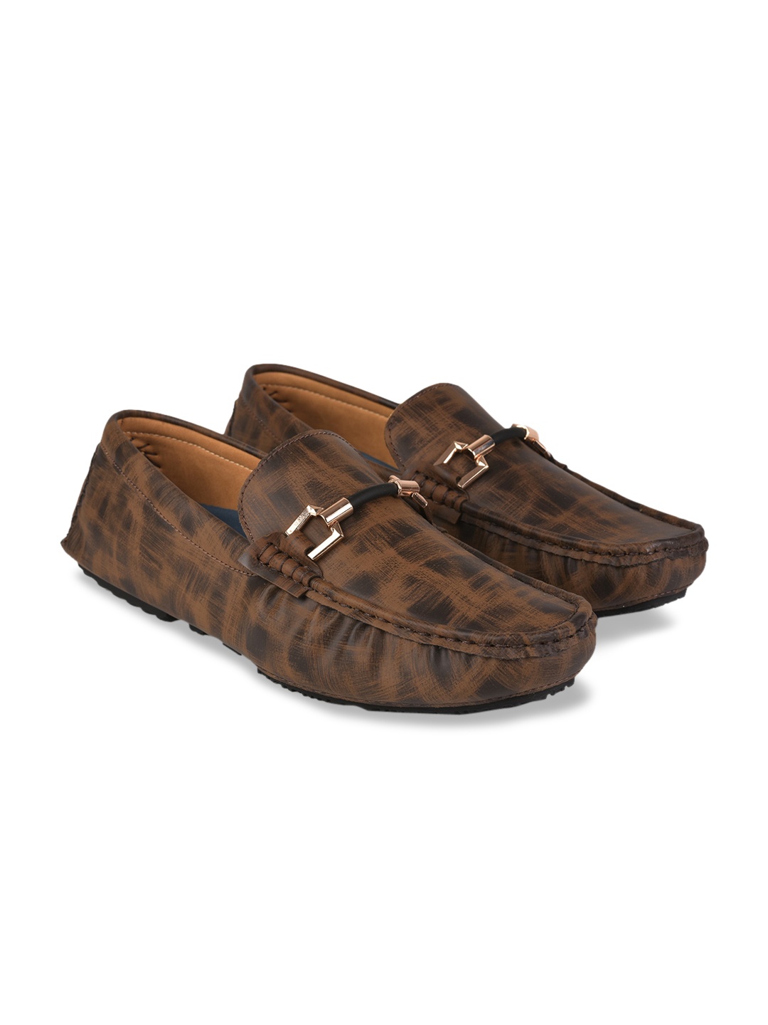 

Liberty Men Brown Printed PU Horsebit Loafers