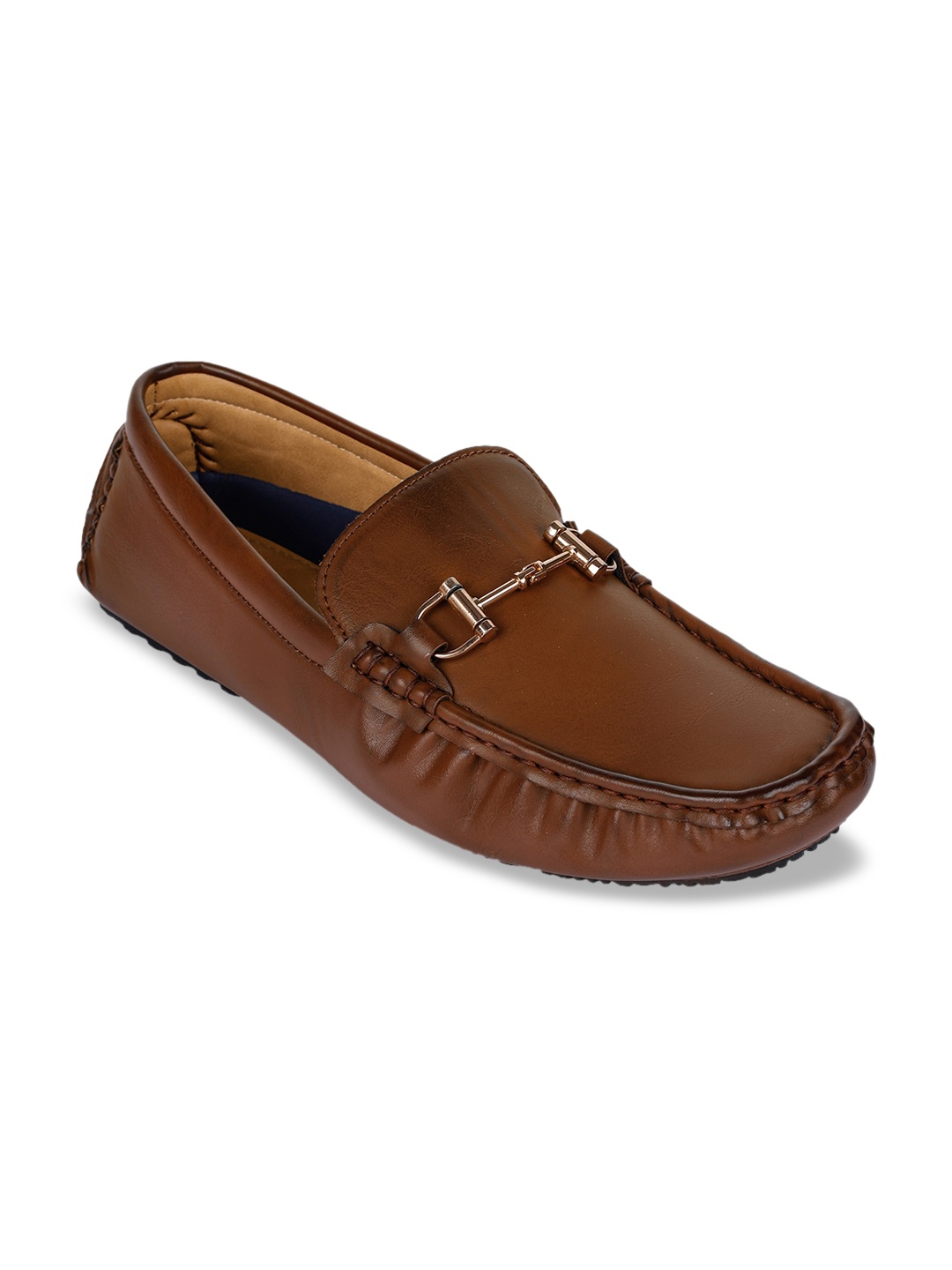 

Liberty Men Tan Solid PU Horsebit Loafers