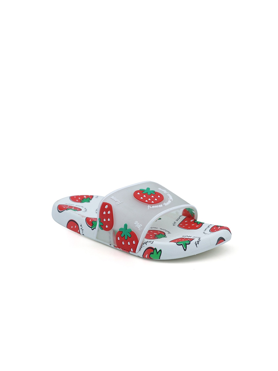 

FEETWELL SHOES Kids White & Red Printed Sliders