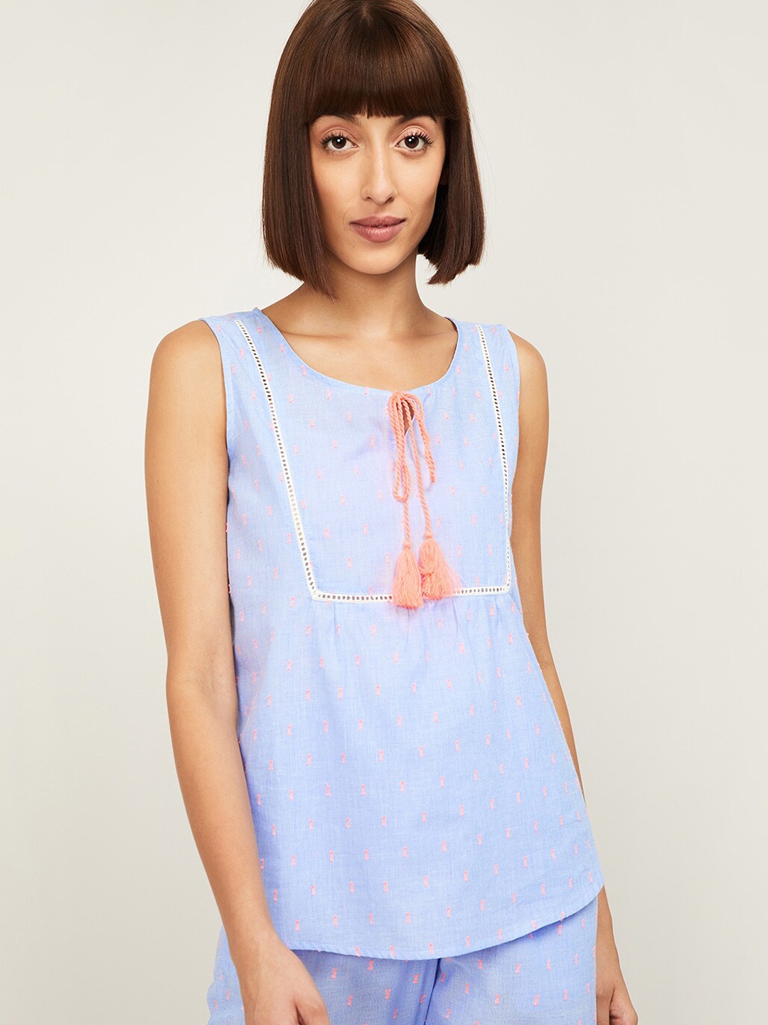 

Ginger by Lifestyle Women Blue & Peach Printed Lounge Top