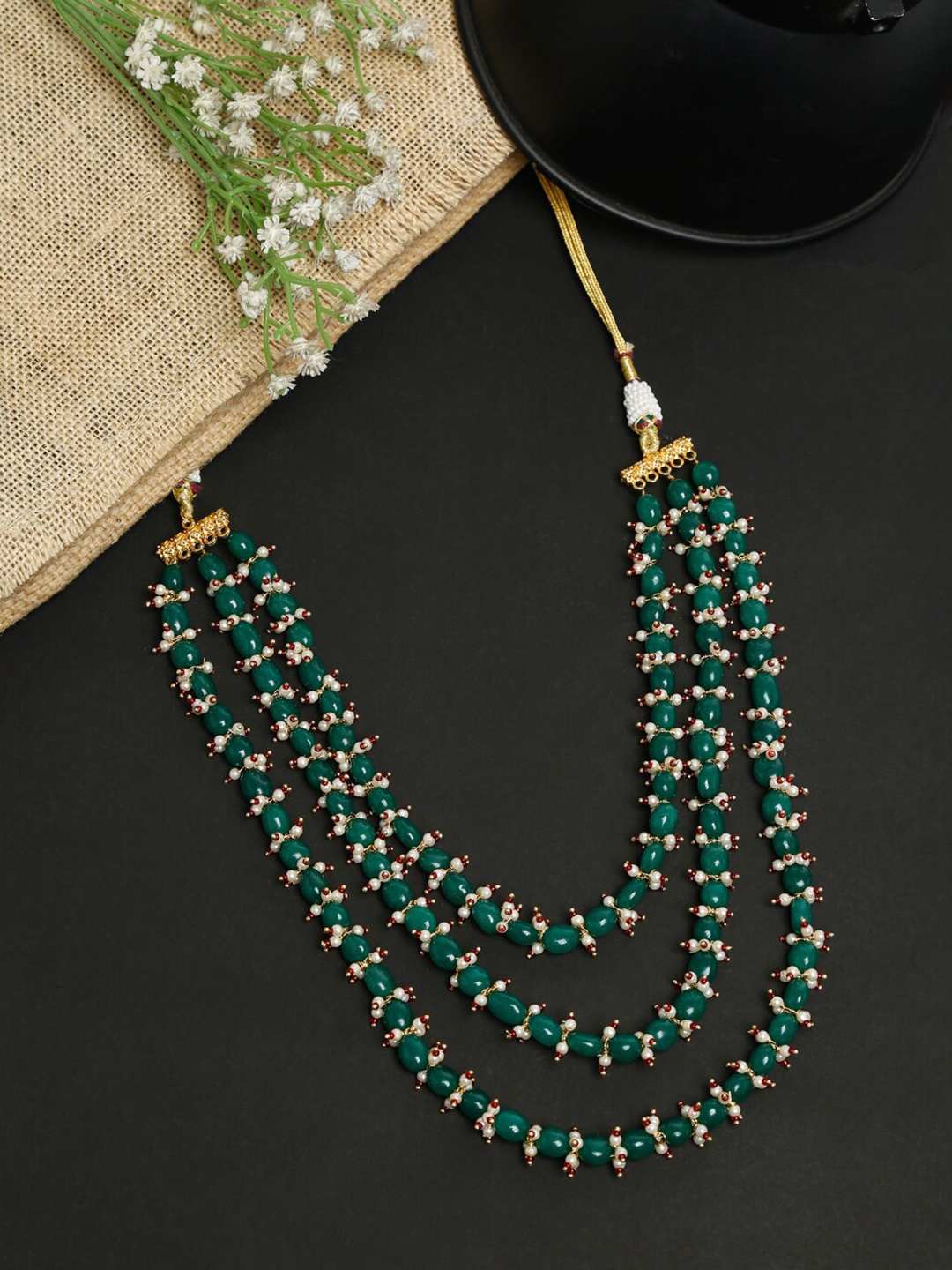 

Ruby Raang Gold-Toned & Green Gold-Plated Necklace