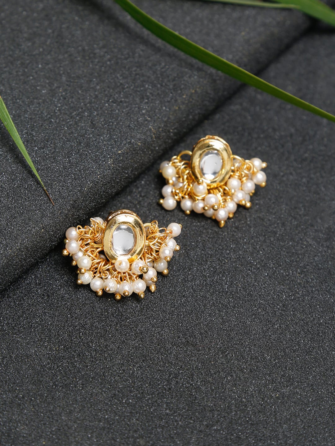 

Ruby Raang Gold-Toned Contemporary Studs Earrings