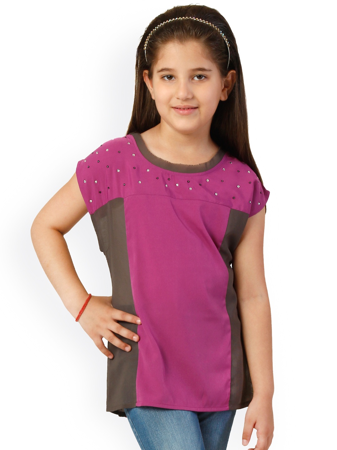 

Oxolloxo Girls Pink Solid Polyester Boxy Top