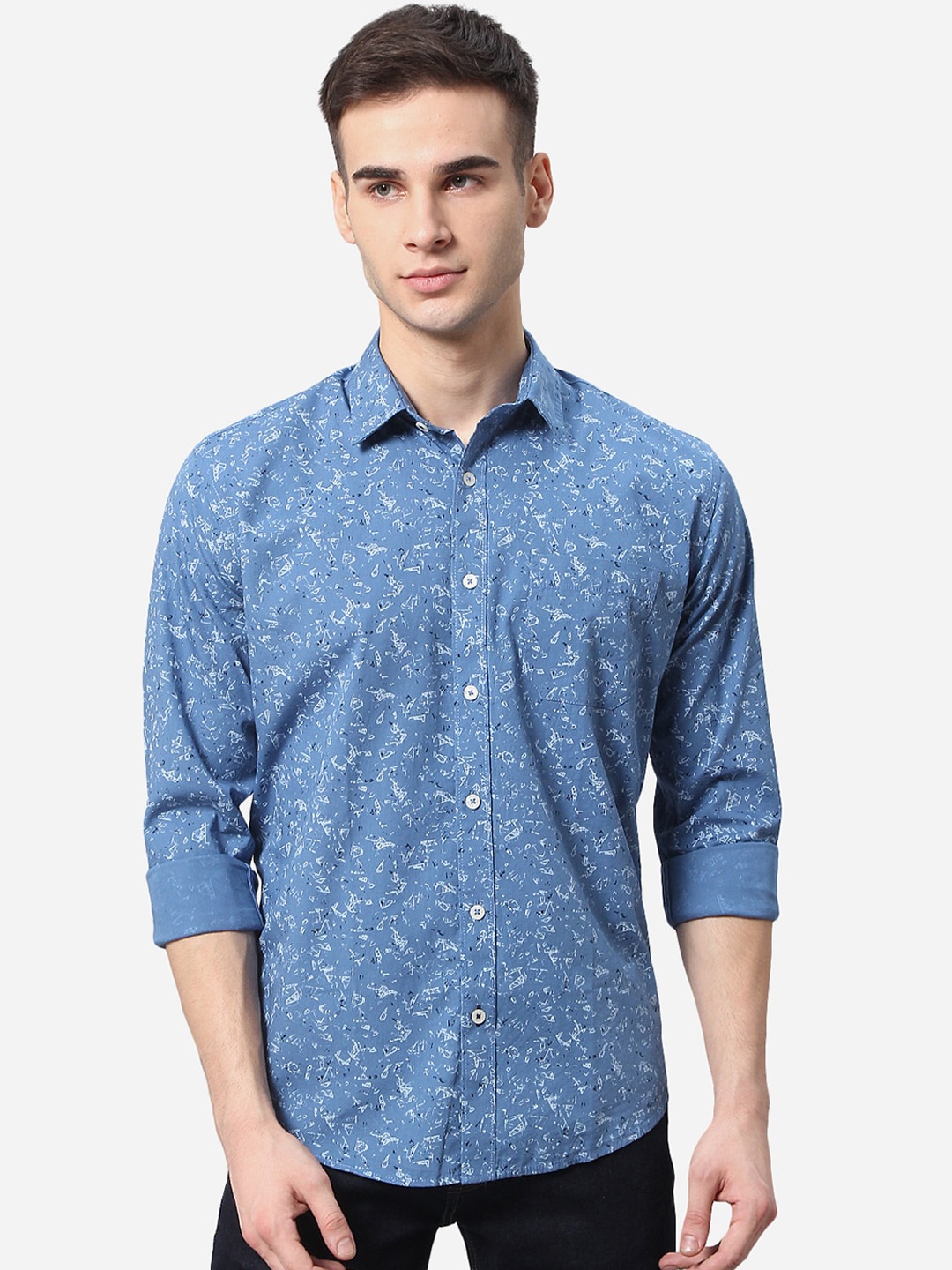 

Greenfibre Men Teal Pure Cotton Abstract Printed Casual Shirt