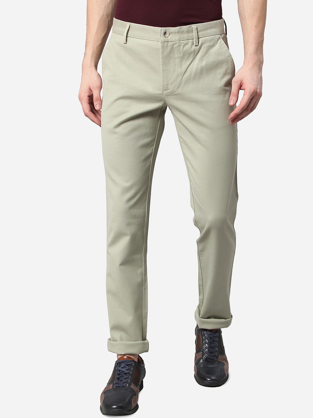 

Greenfibre Men Green Slim Fit Pure Cotton Trousers