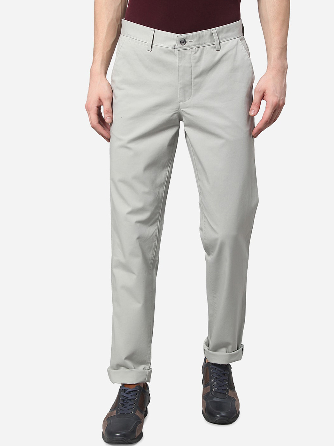 

Greenfibre Men Grey Slim Fit Solid Casual Trouser