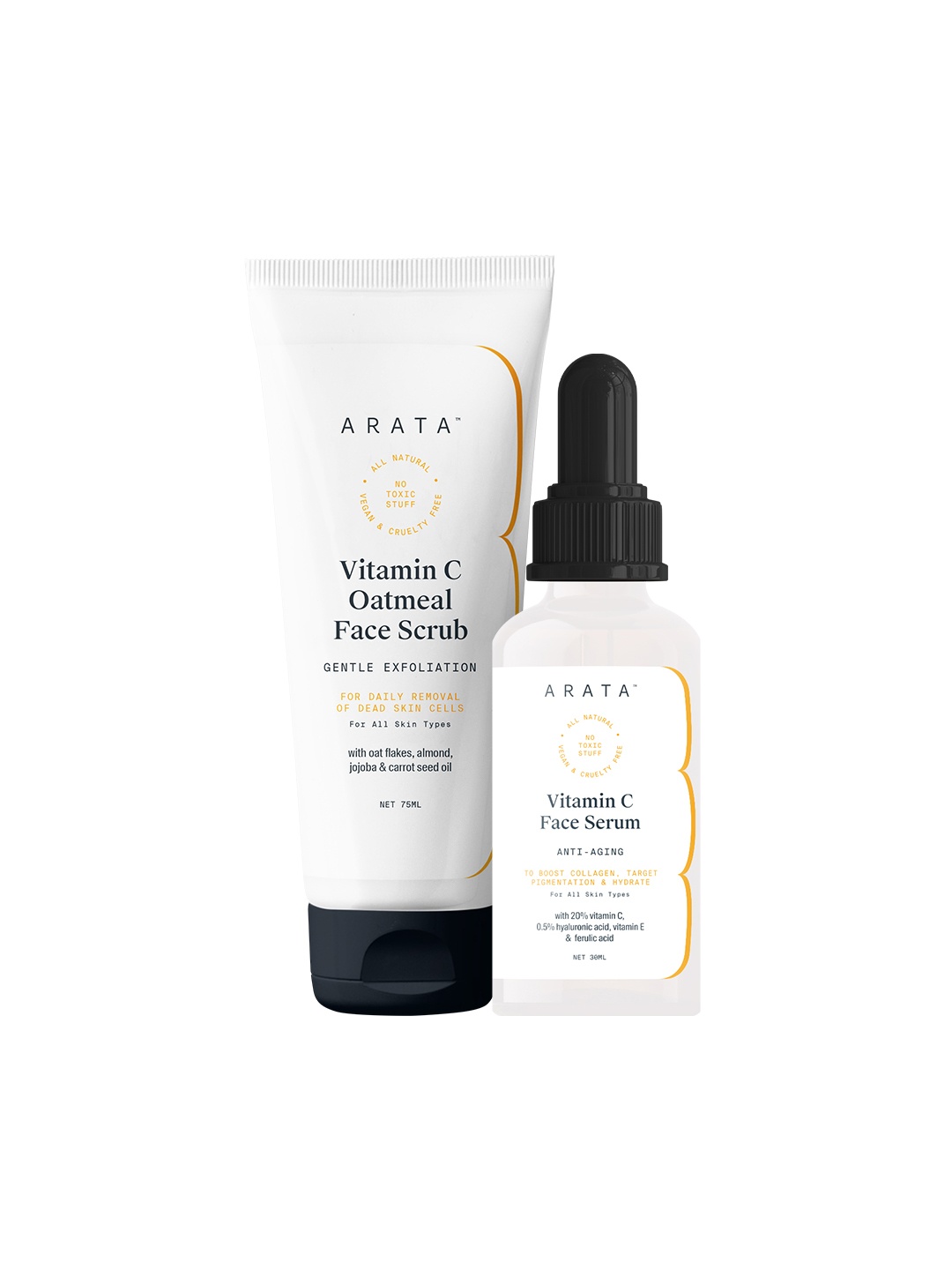 

ARATA Transparent Vitamin C Oatmeal Face Scrub & Vitamin C Face Serum Combo