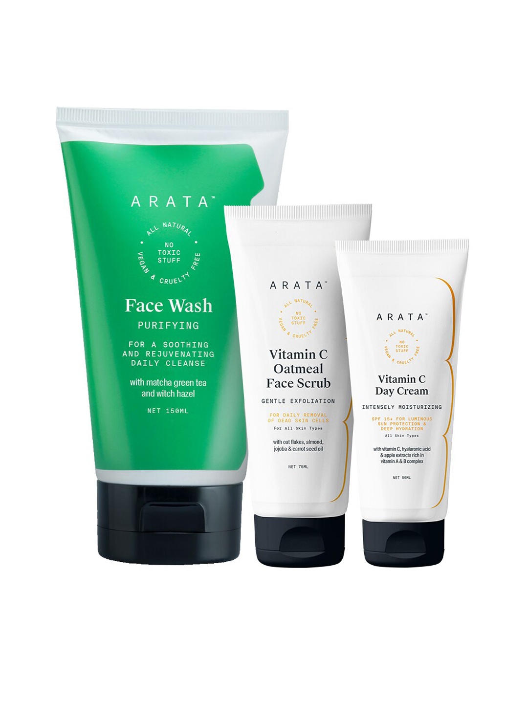 

ARATA Transparent Face Wash Oatmeal Scrub & Day Cream Combo