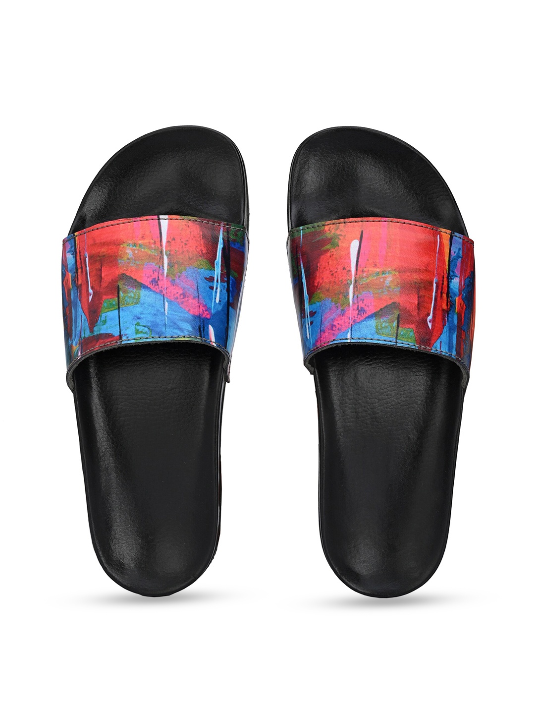 

KLEAT Men Multicoloured Printed Sliders, Multi