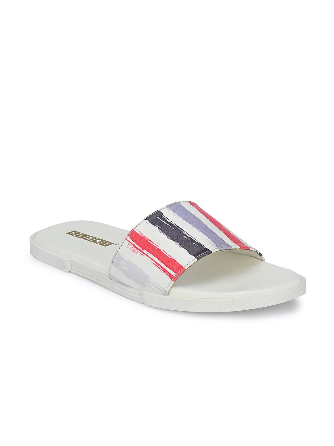 

KLEAT Men White & Blue Striped Sliders