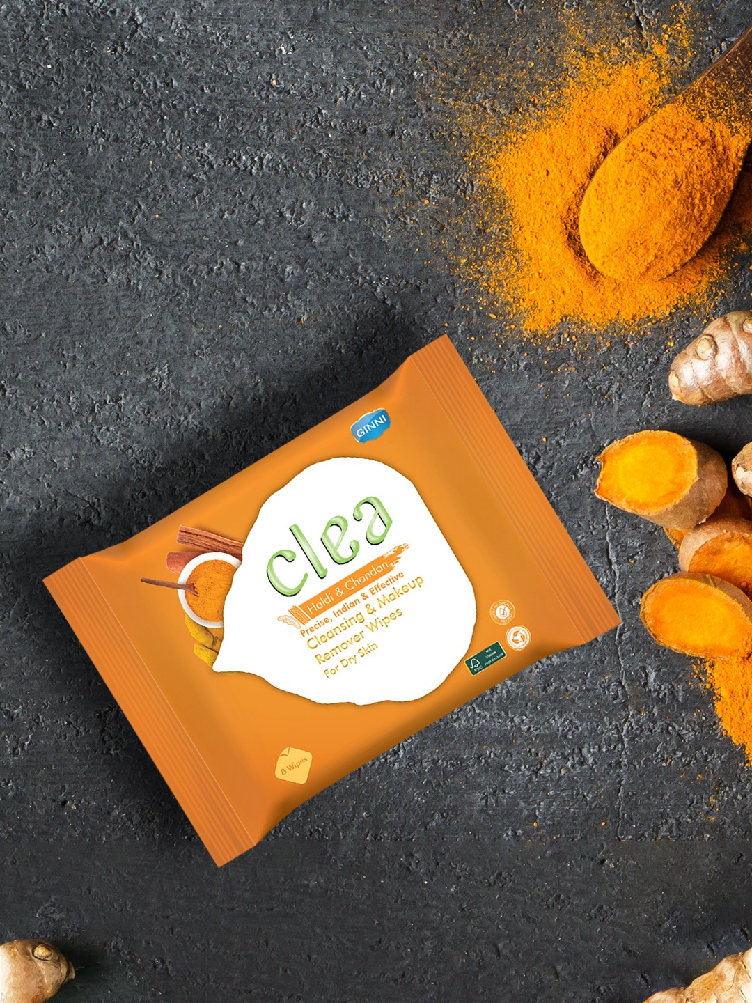 

Clea Set of 5 Haldi & Chandan Cleansing & Makeup Remover Wet Wipes - 8 Pulls each, Orange