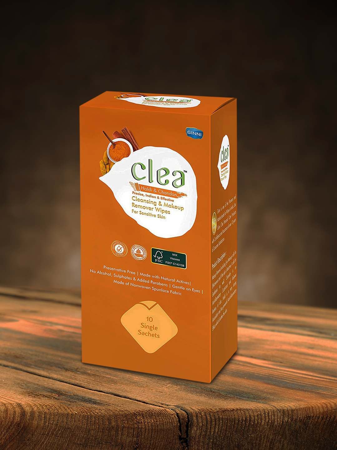 

Clea Set of 5 Haldi & Chandan Cleansing & Makeup Remover Wet Wipes - 10 Pulls each, Orange