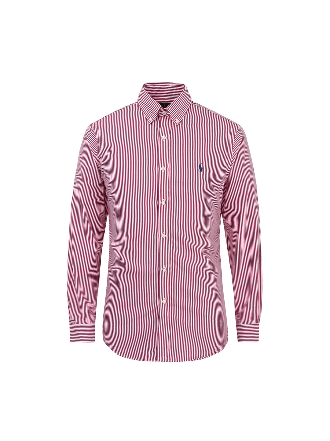 

Polo Ralph Lauren Men Cotton Red Slim Fit Vertical Striped Casual Shirt
