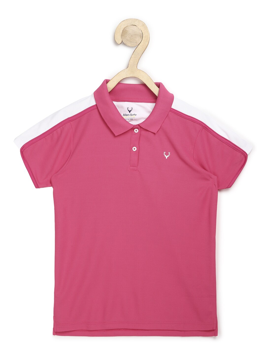 

Allen Solly Junior Girls Pink & White Colourblocked Polo Collar T-shirt