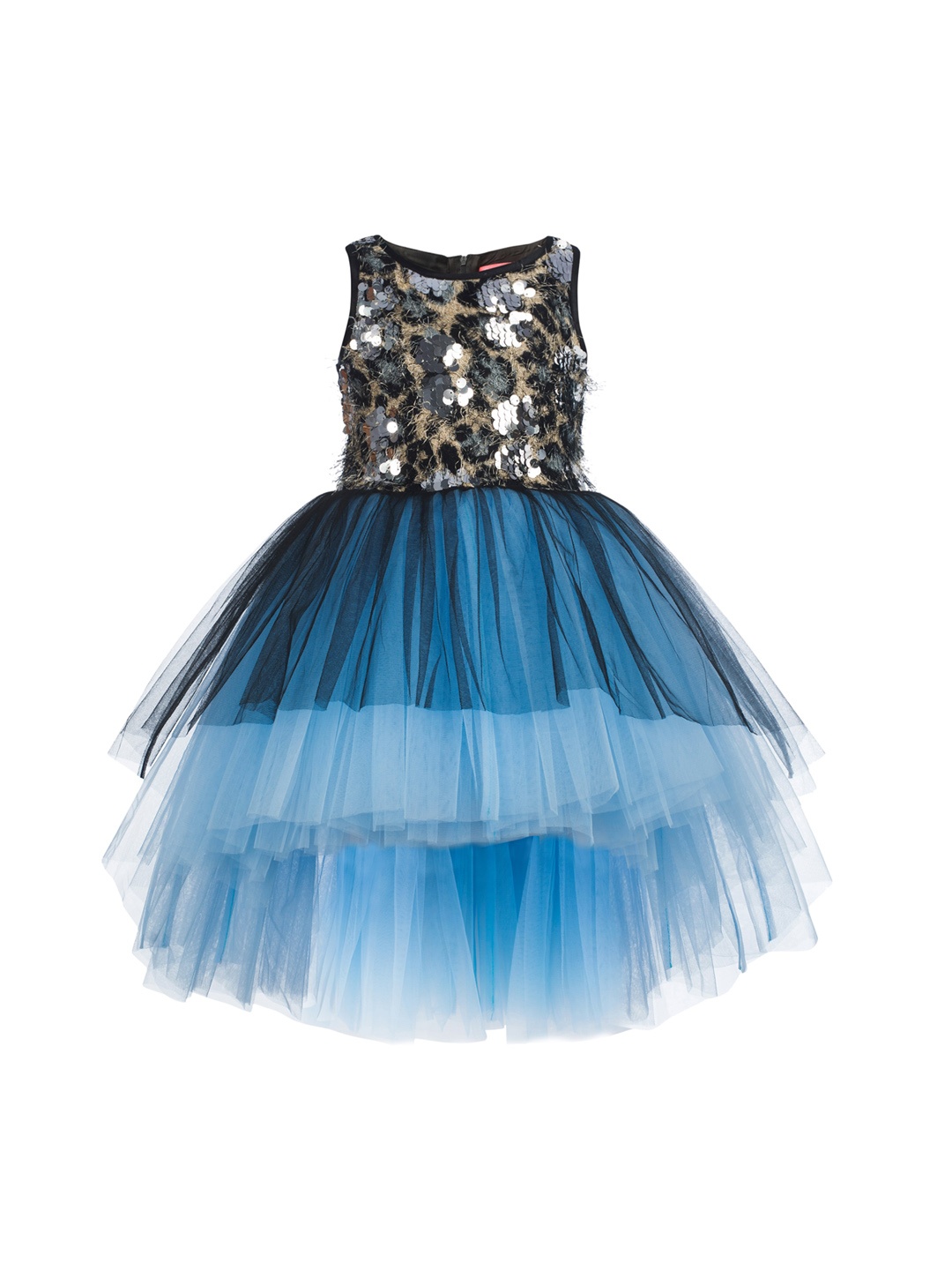 

Toy Balloon kids Blue Net Sequins Embellished Fit & Flare Party Dress