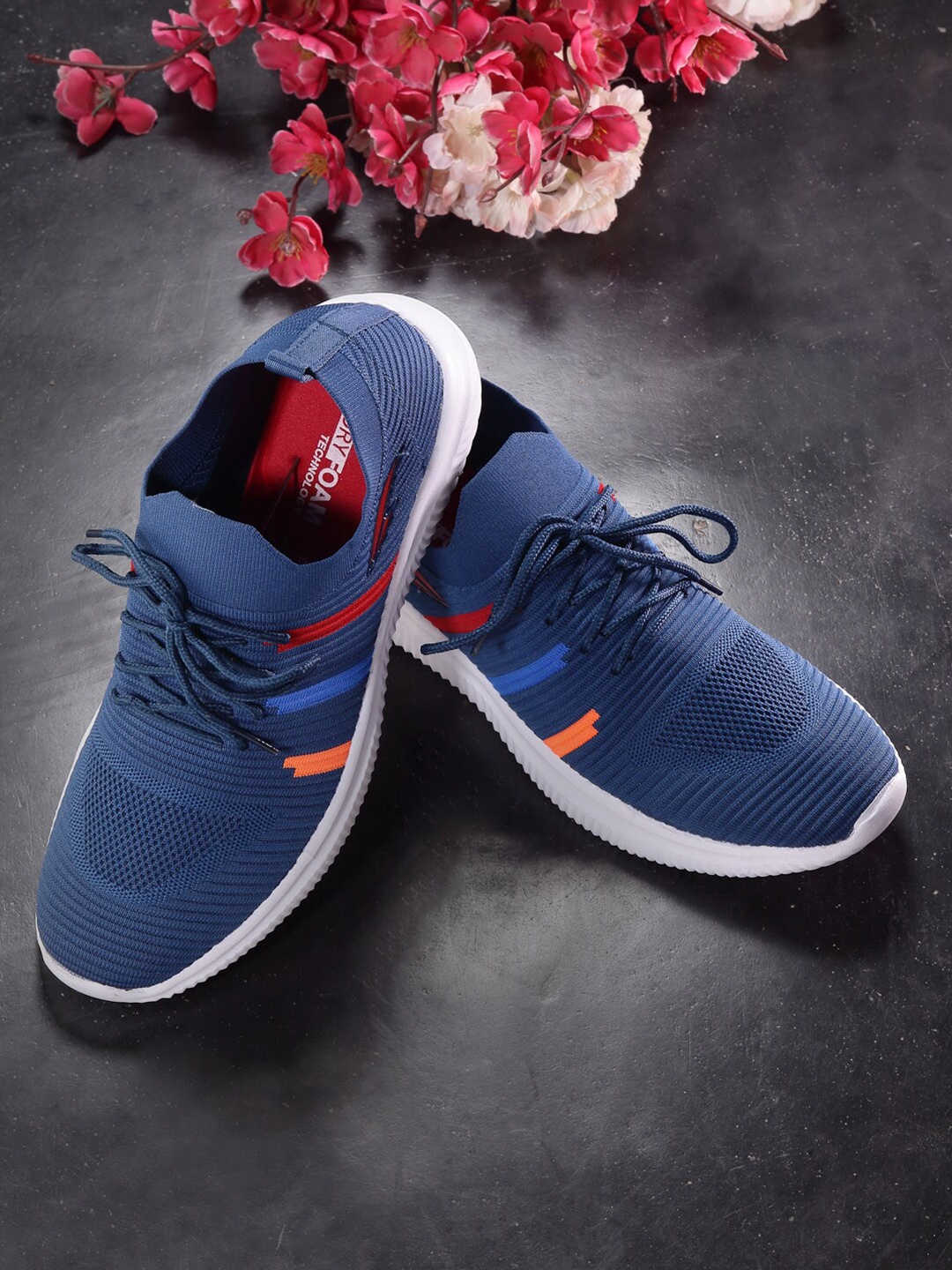 

ASIAN Men Turquoise Blue & Orange Mesh Running Non-Marking Shoes