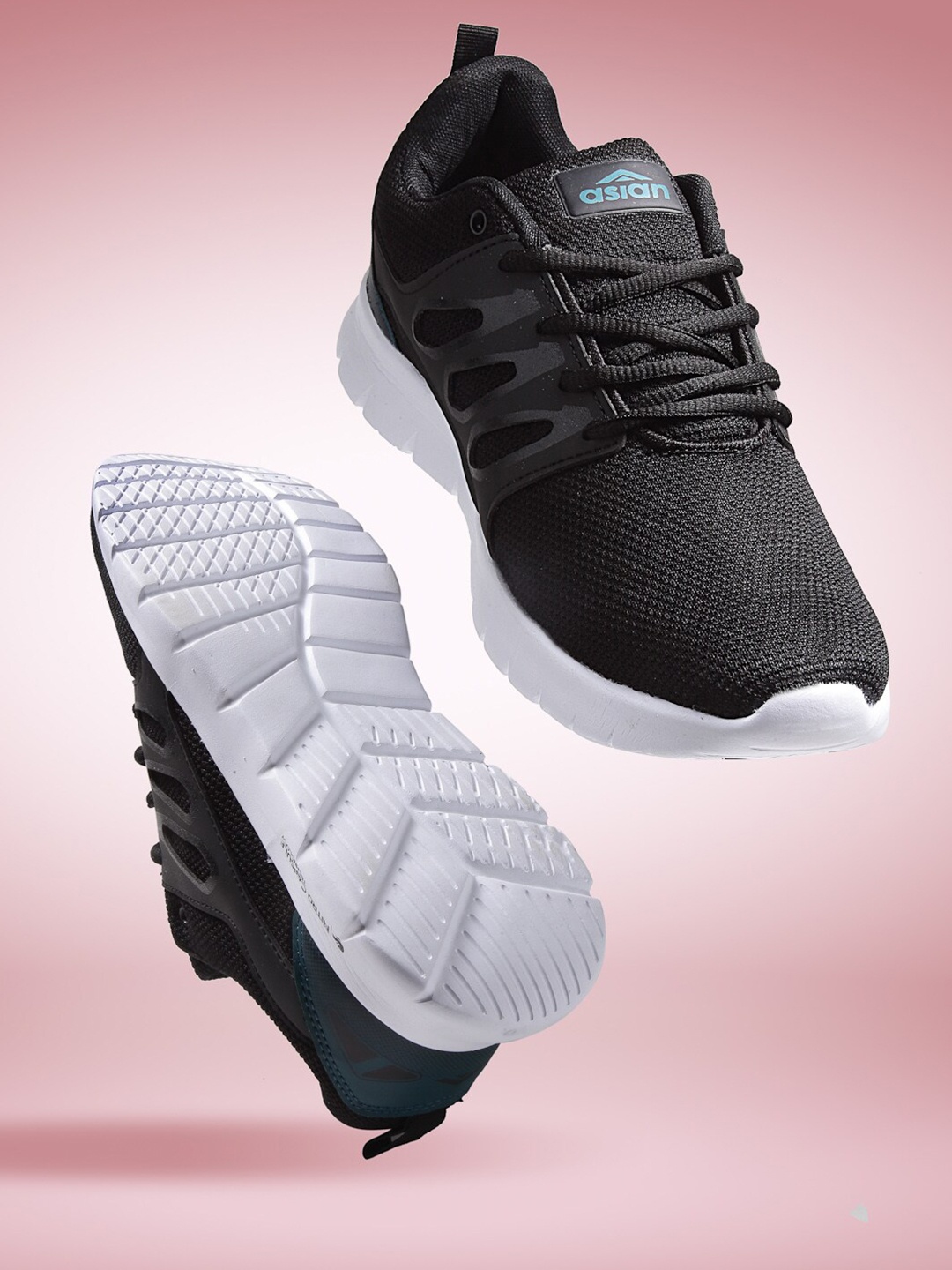 

ASIAN Men Black Mesh Running Non-Marking Shoes