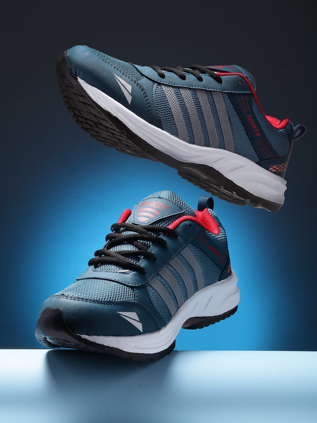 

ASIAN Men Teal Mesh Running Non-Marking Shoes