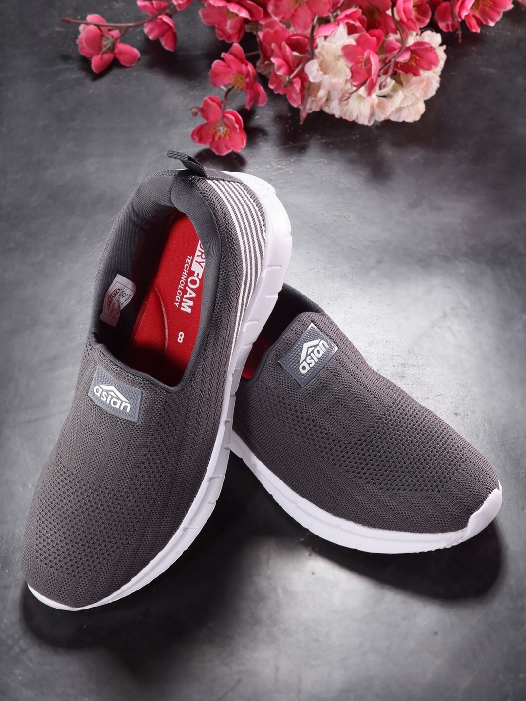 

ASIAN Men Grey Mesh Running Non-Marking Shoes