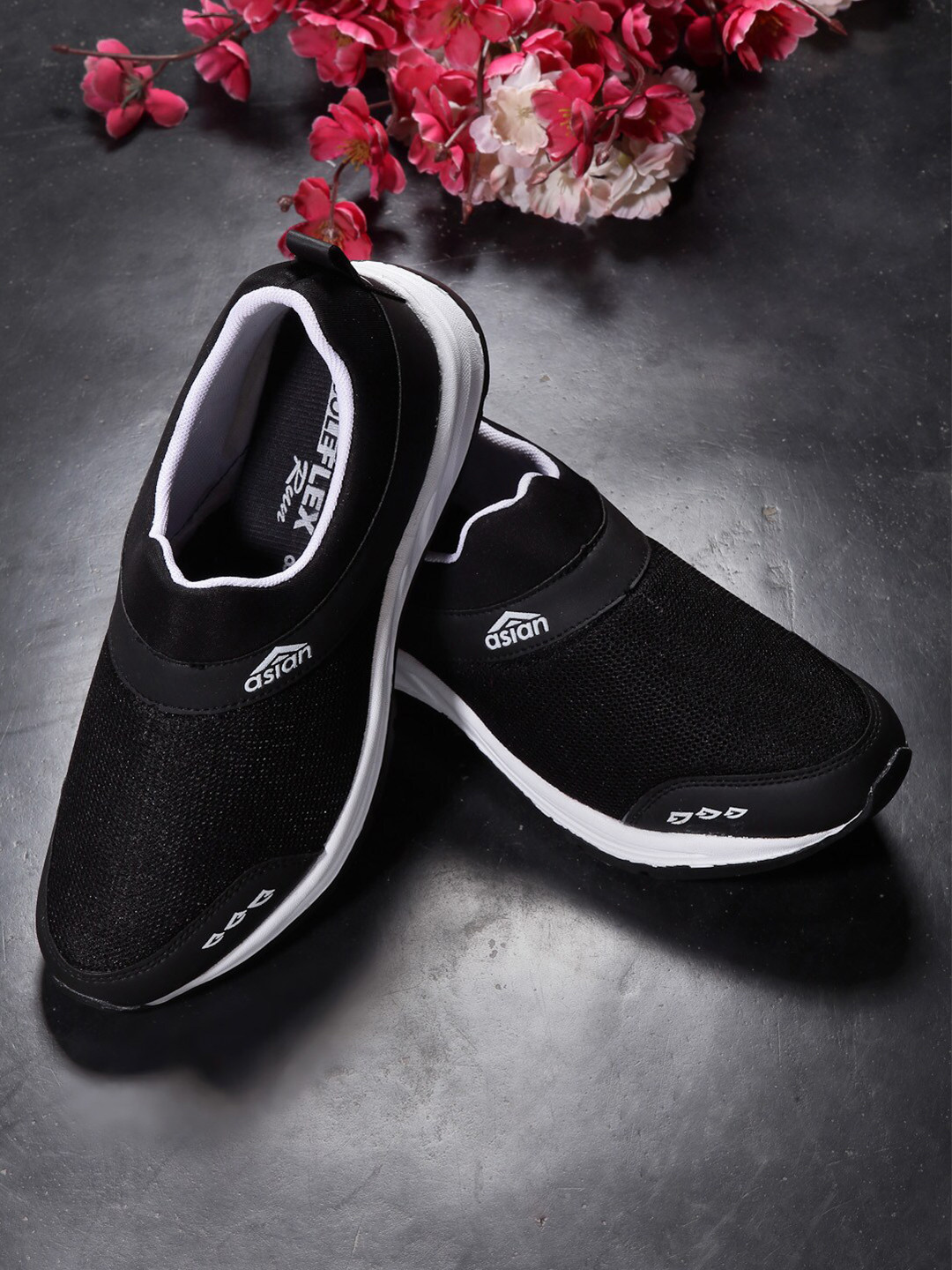 

ASIAN Men Black Mesh Running Non-Marking Shoes