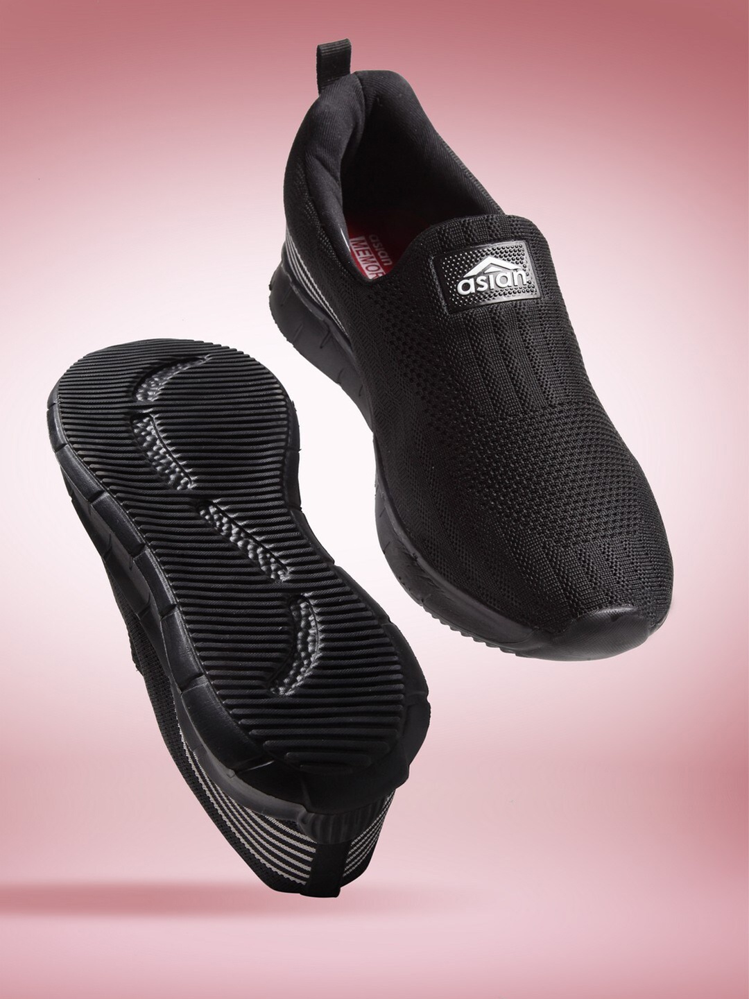 

ASIAN Men Black Mesh Running Non-Marking Shoes