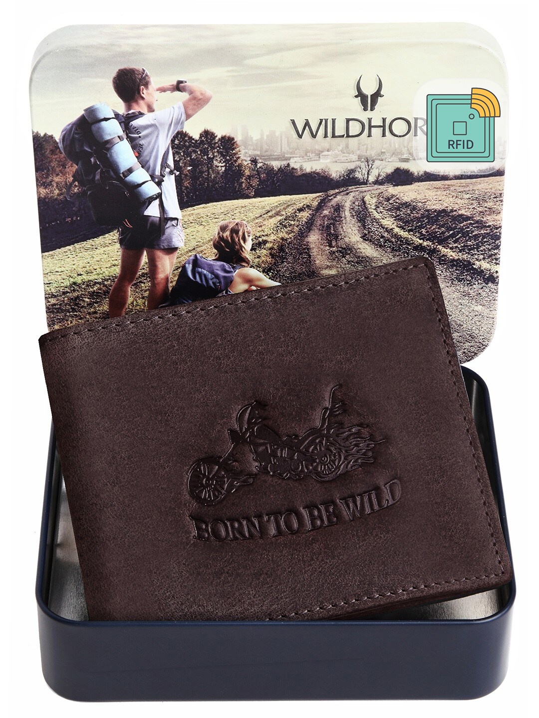 

WildHorn Men Coffee Brown Leather Two Fold Wallet with RFID