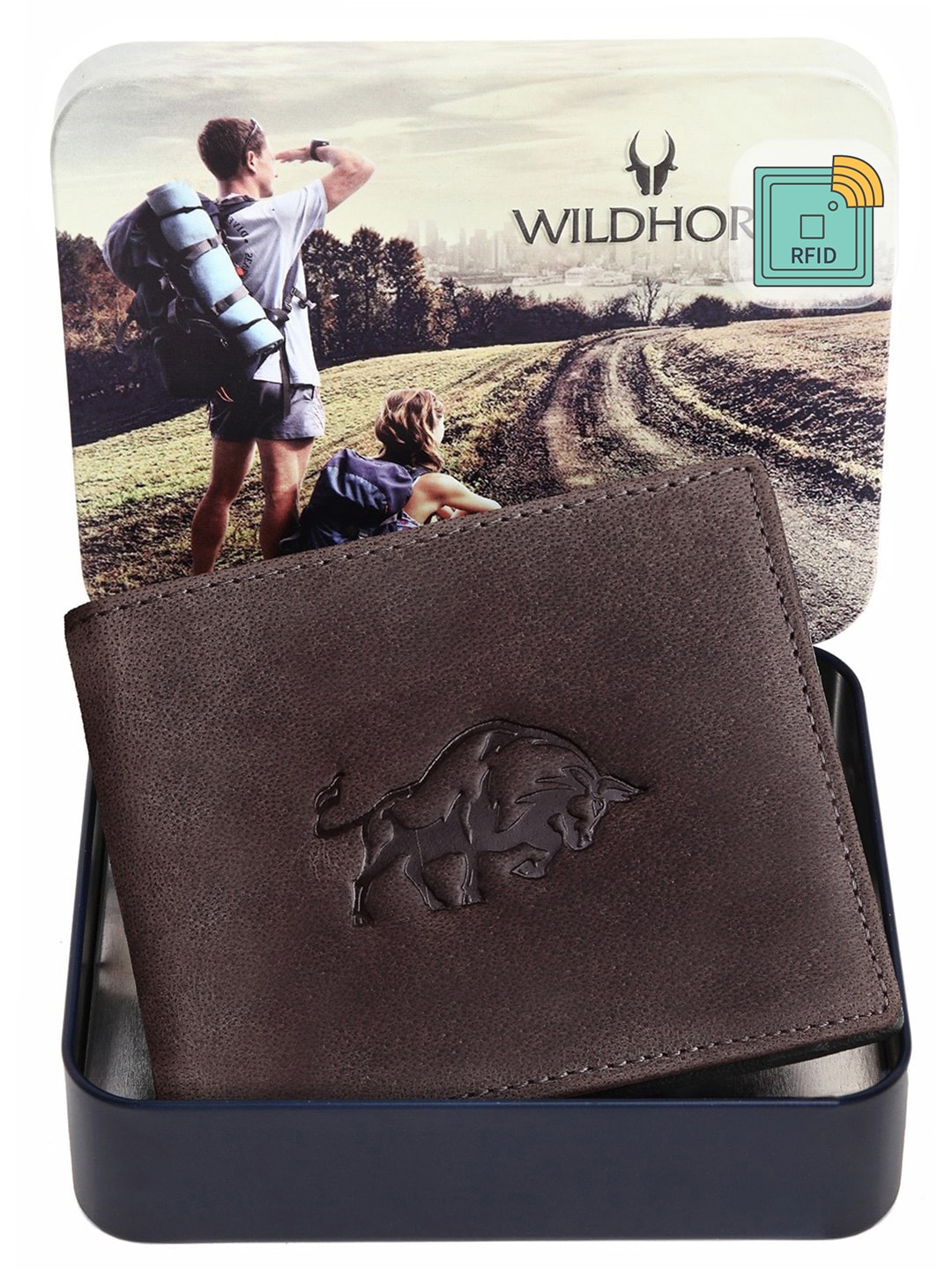 

WildHorn Men Coffee Brown Leather Two Fold Wallet with RFID