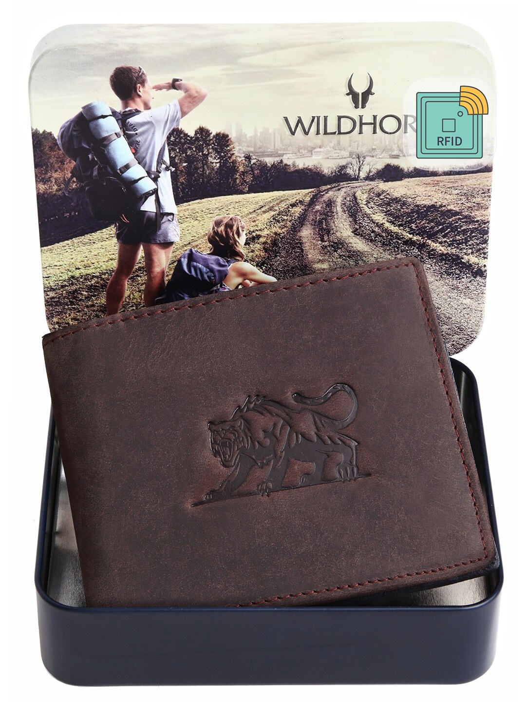 

WildHorn Men Coffee Brown Leather Two Fold Wallet with RFID