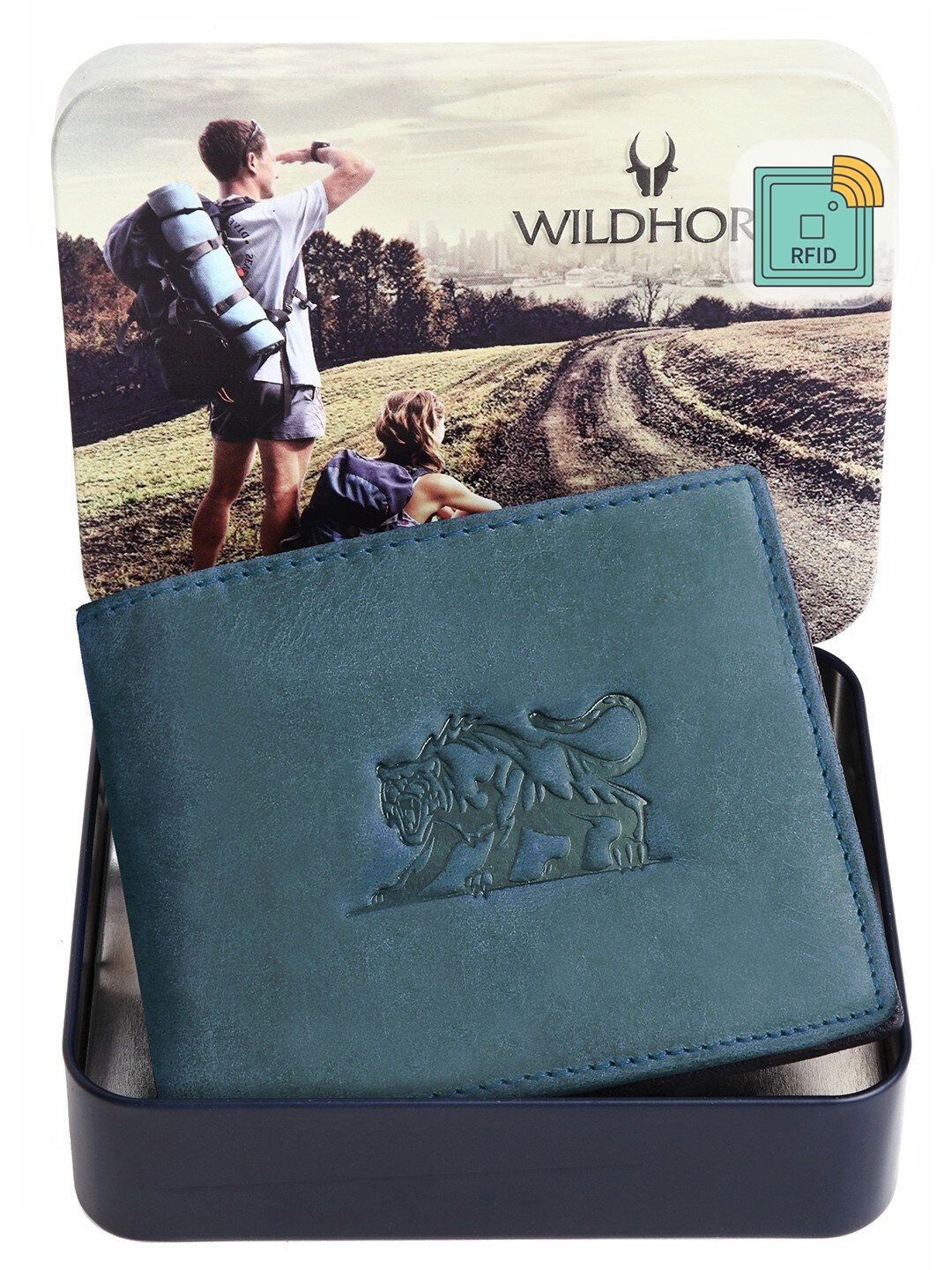 

WILDHORN Men RFID Protected Genuine High Quality Leather Wallet, Blue
