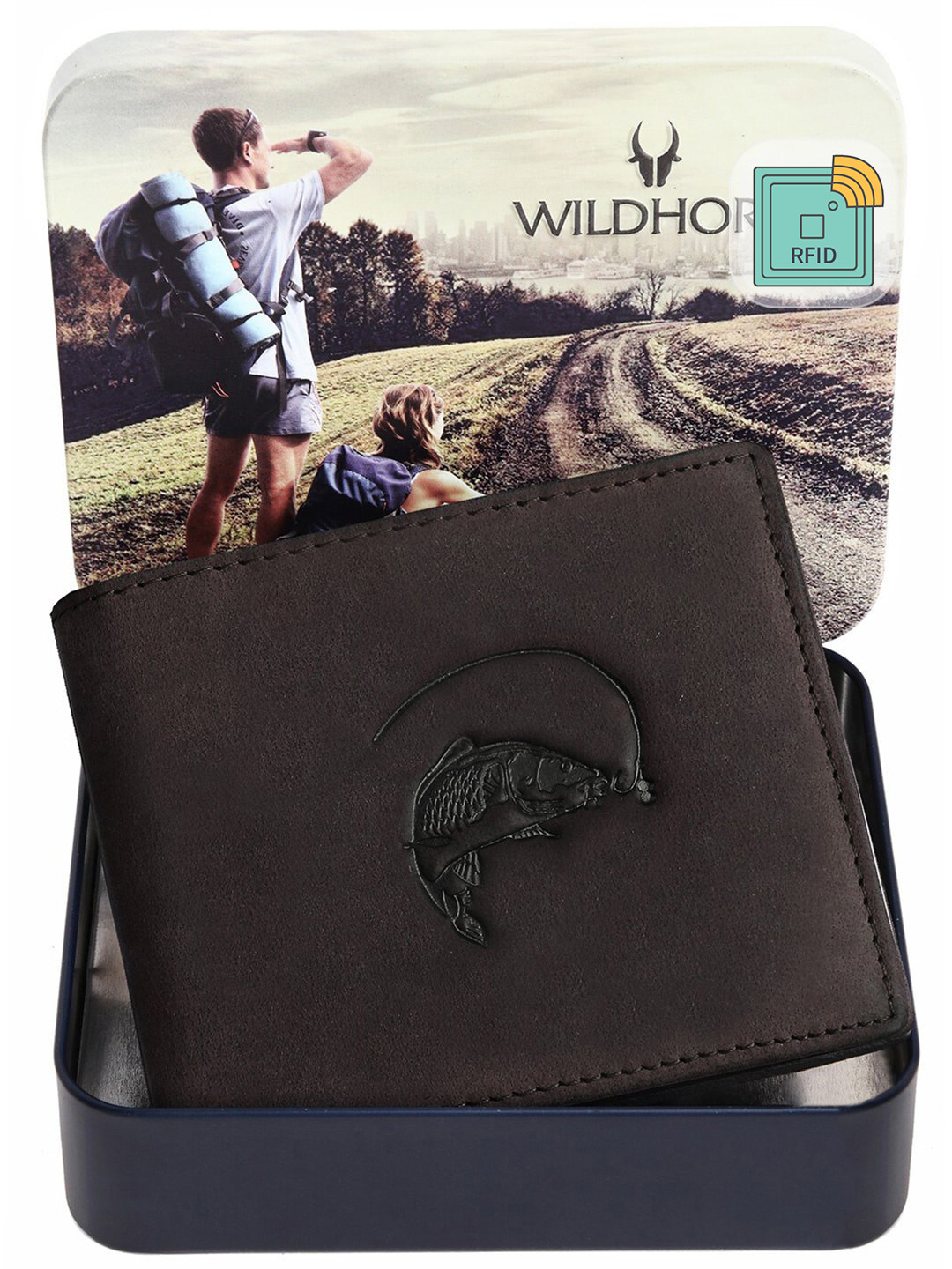 

WILDHORN Men Grey RFID Protected Genuine High Quality Leather Wallet for Men