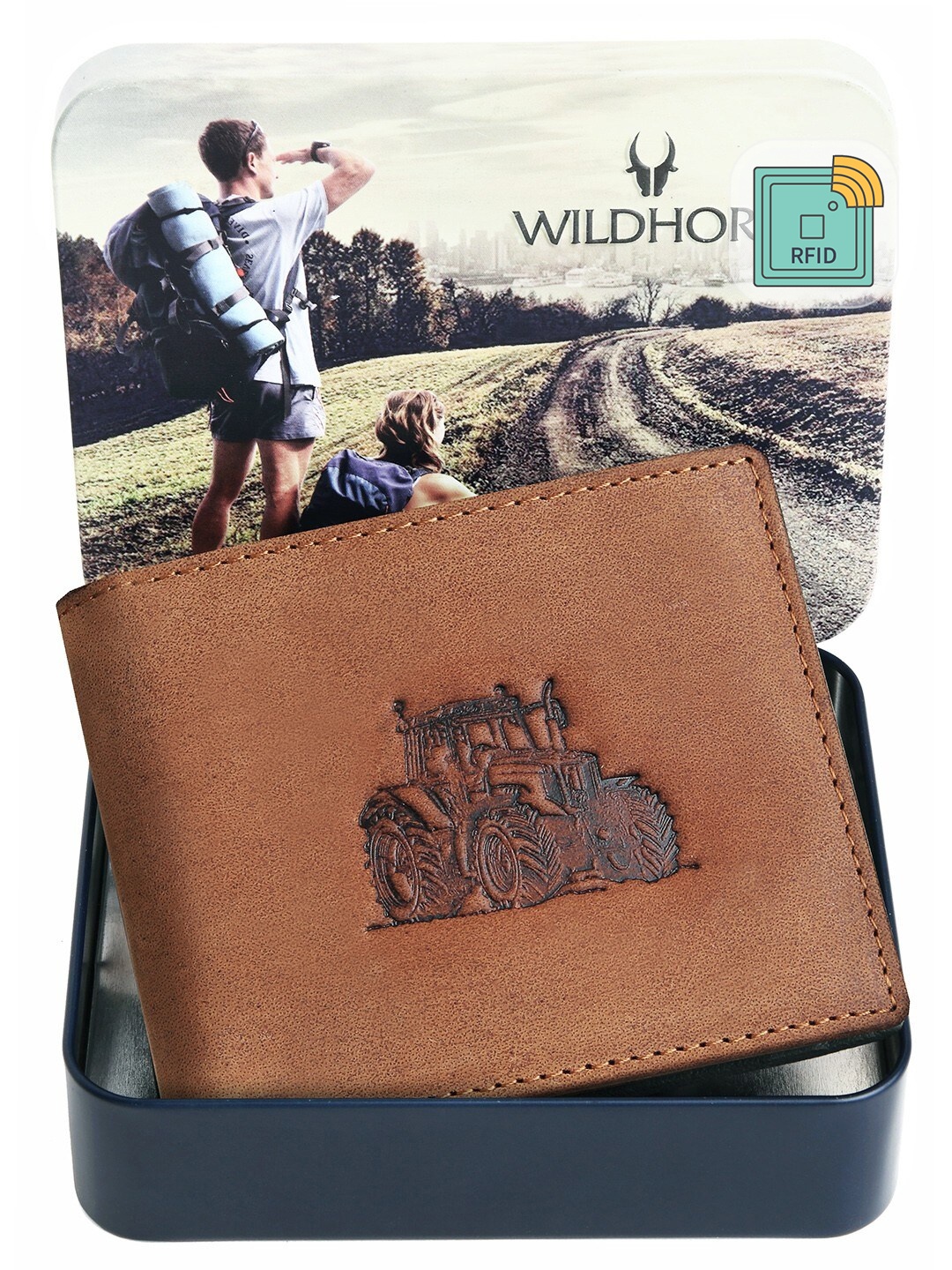 

WildHorn Men Tan Graphic Printed Leather Two Fold Wallet with RFID