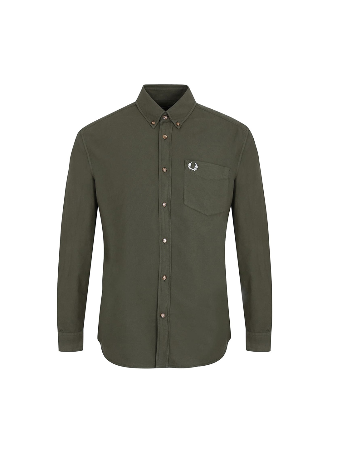 

Fred Perry Men Cotton Olive Green Casual Shirt