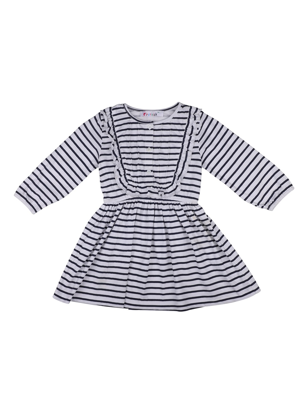 

First Kick Girls White Striped Dress