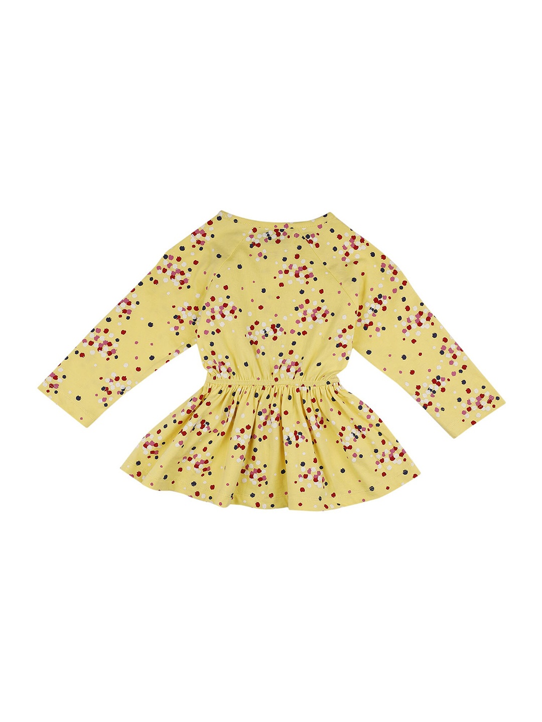 

First Kick Girls Yellow Pure Cotton Abstract Printed Cinched Waist Top