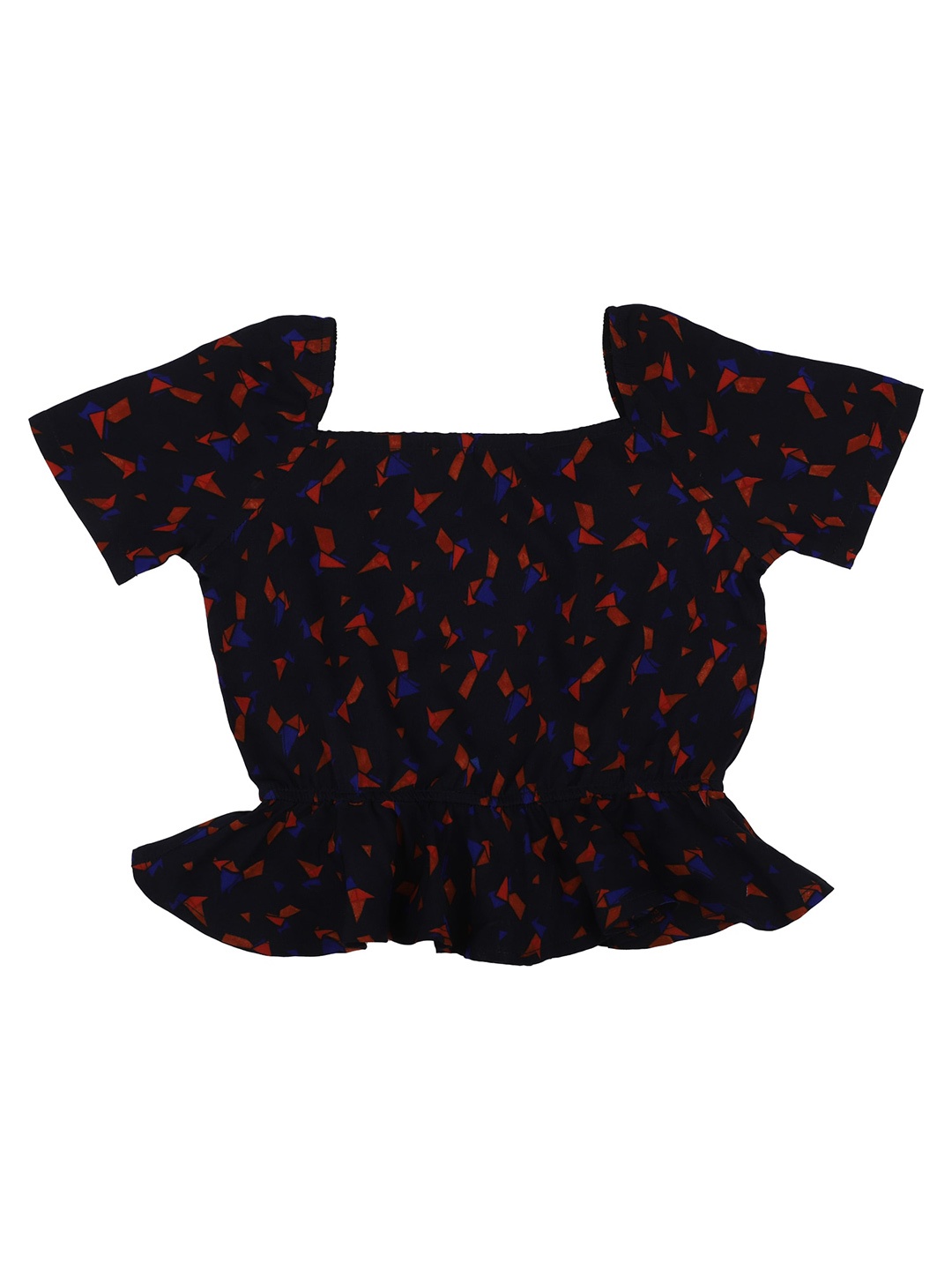 

First Kick Navy Blue Animal Crepe Regular Top