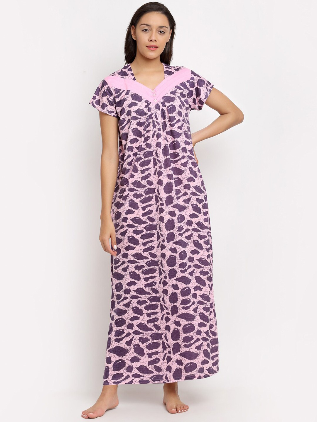 

Secret Wish Pink Printed Maxi Nightdress