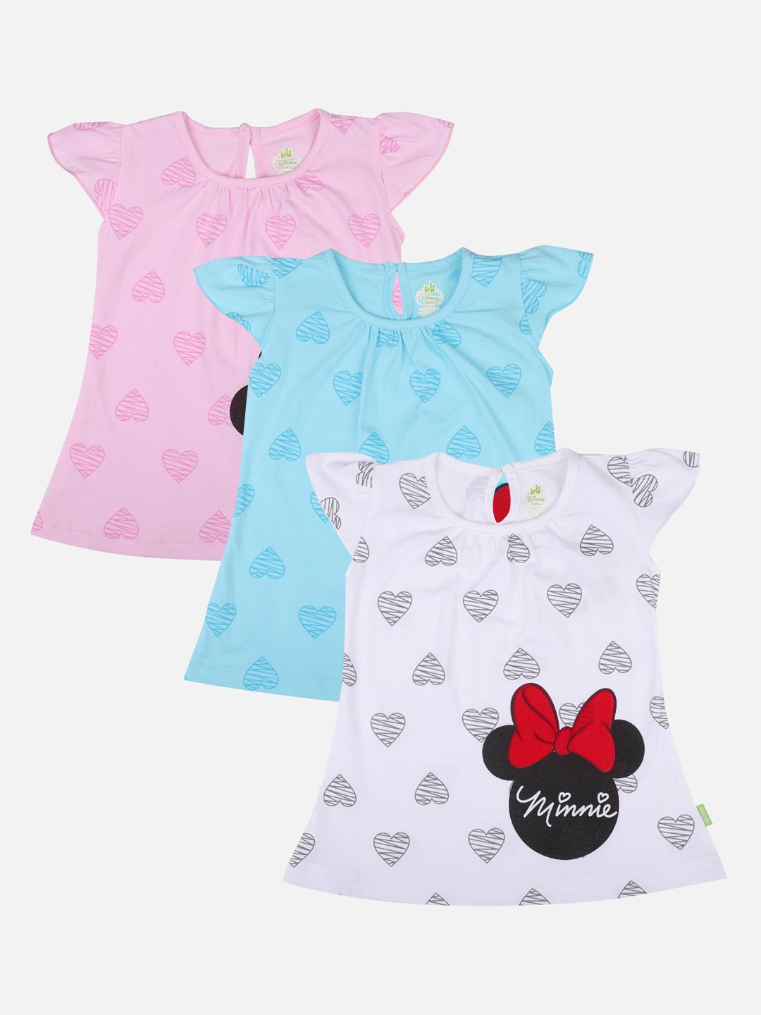 

Bodycare First Girls Pack of 3 MINNIE & FRIENDS Printed A-Line Dress, Pink