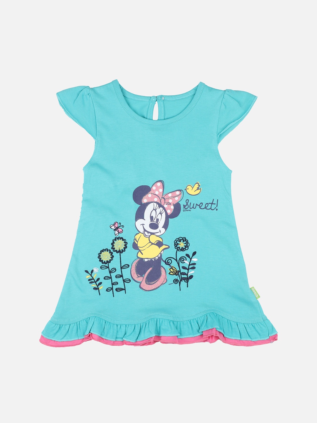 

Bodycare First Infant Girls Turquoise Blue Minnie Mouse Printed A-Line Dress