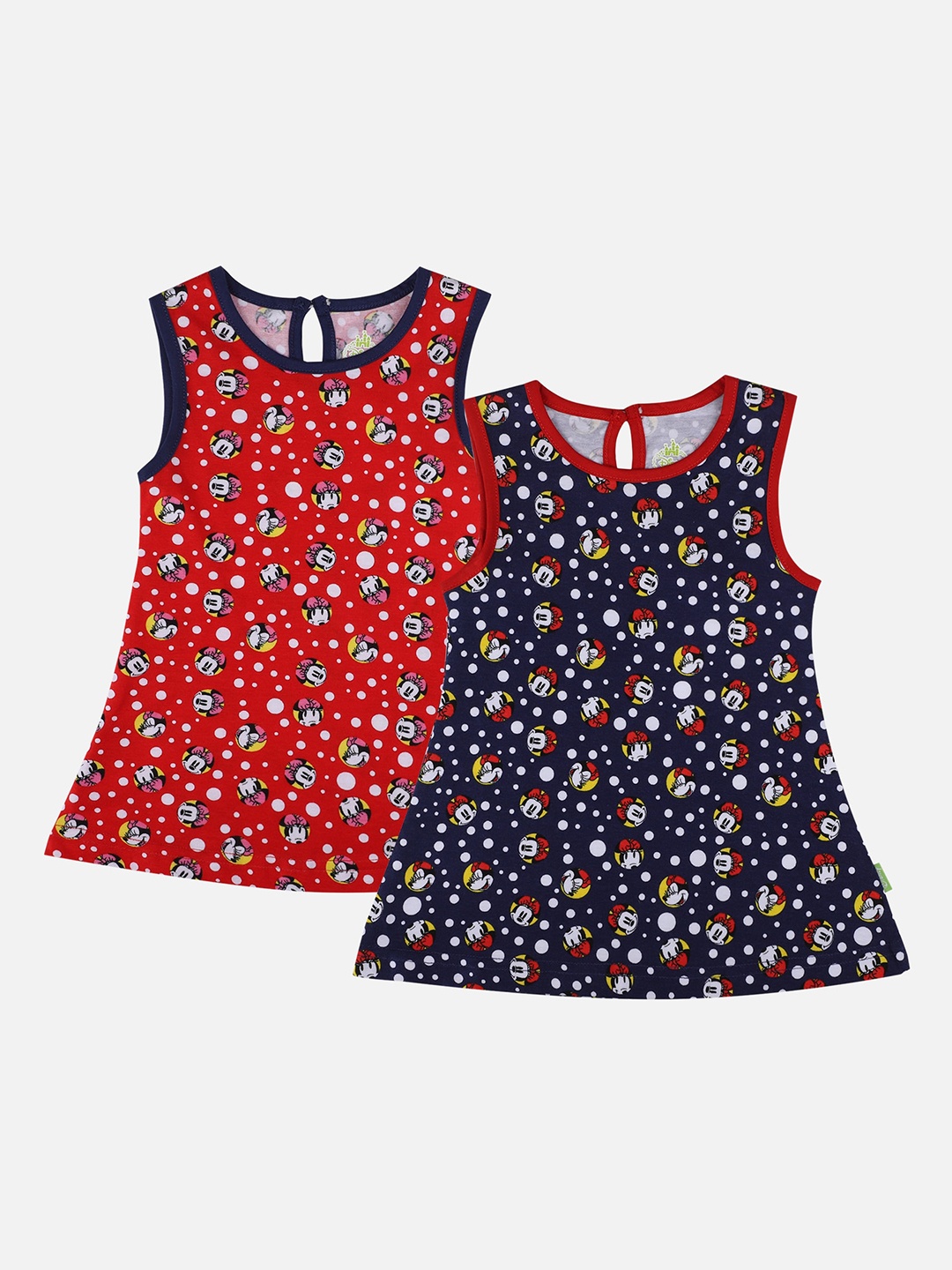 

Bodycare First Infant Girls Pack Of 2 Minnie Mouse Printed A-Line Dress, Red