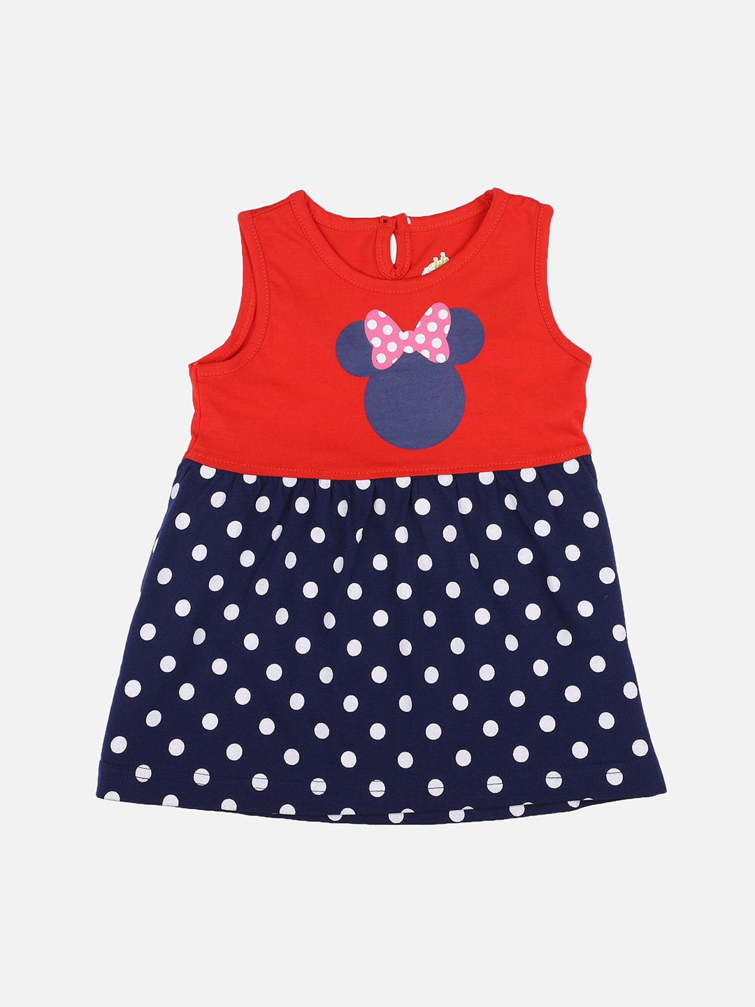 

Bodycare First Infant Girls Polka Dots & Minnie Mouse Printed A-Line Dress, Red