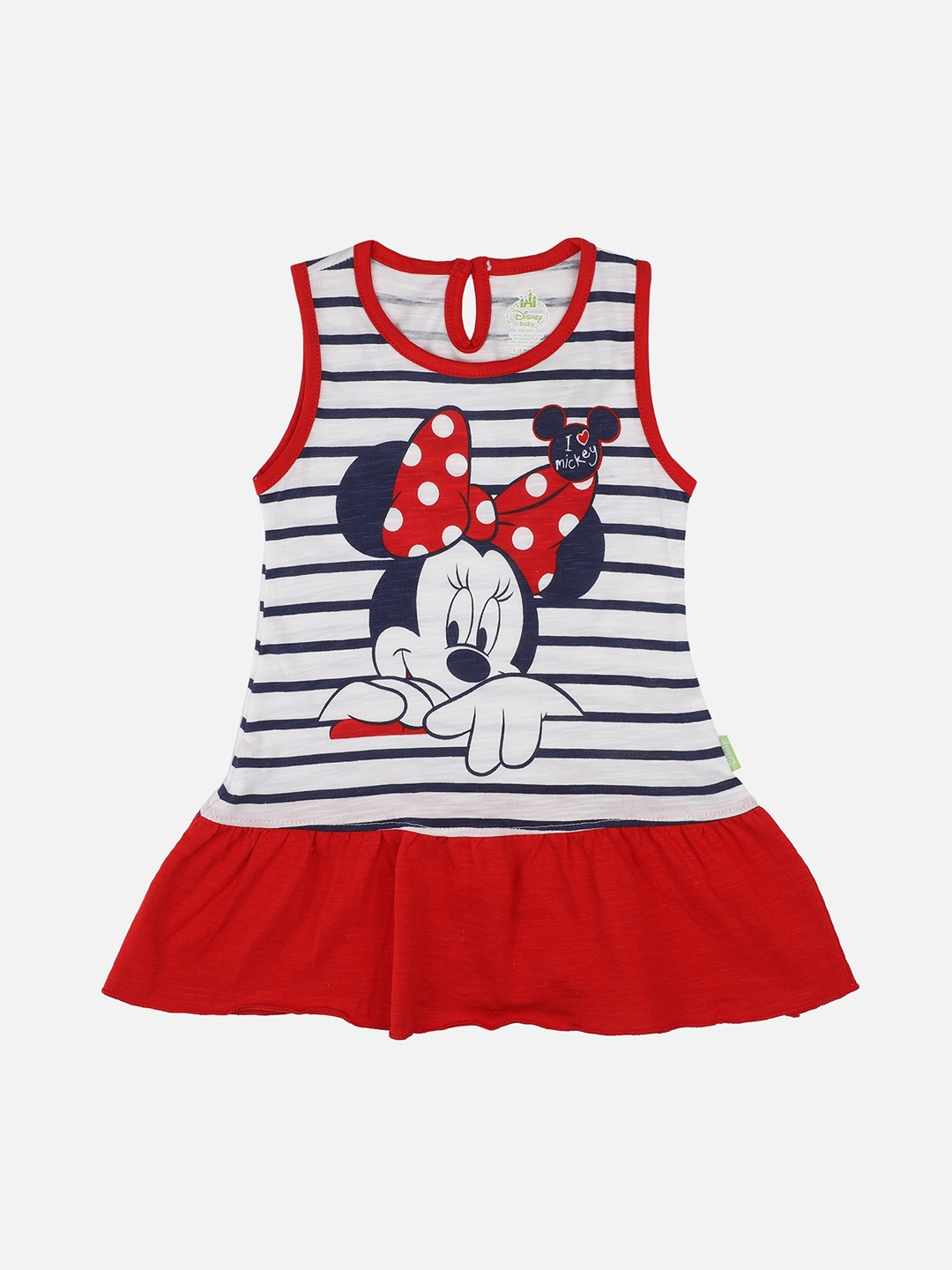

Bodycare First Girls Red MINNIE & FRIENDS Printed Striped A-Line Dress