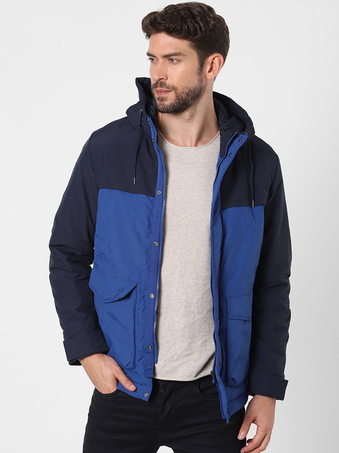 

SELECTED Men Blue Colourblocked Insulator Padded Jacket