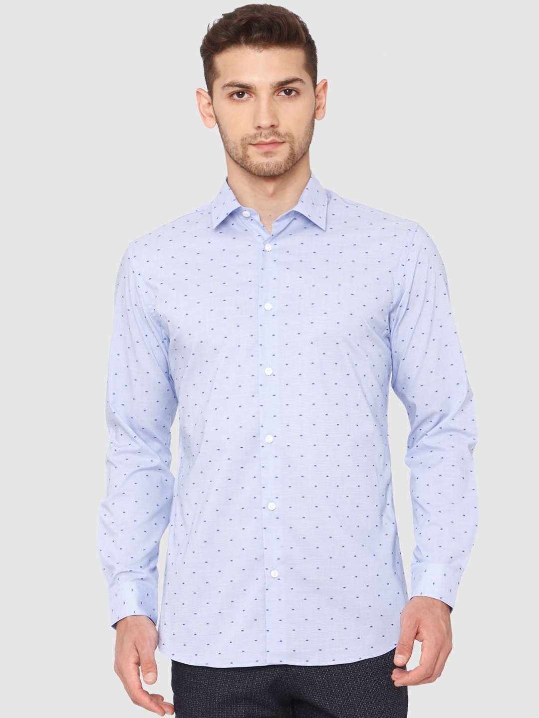 

SELECTED Men Blue Slim Fit Opaque Dobby Casual Shirt