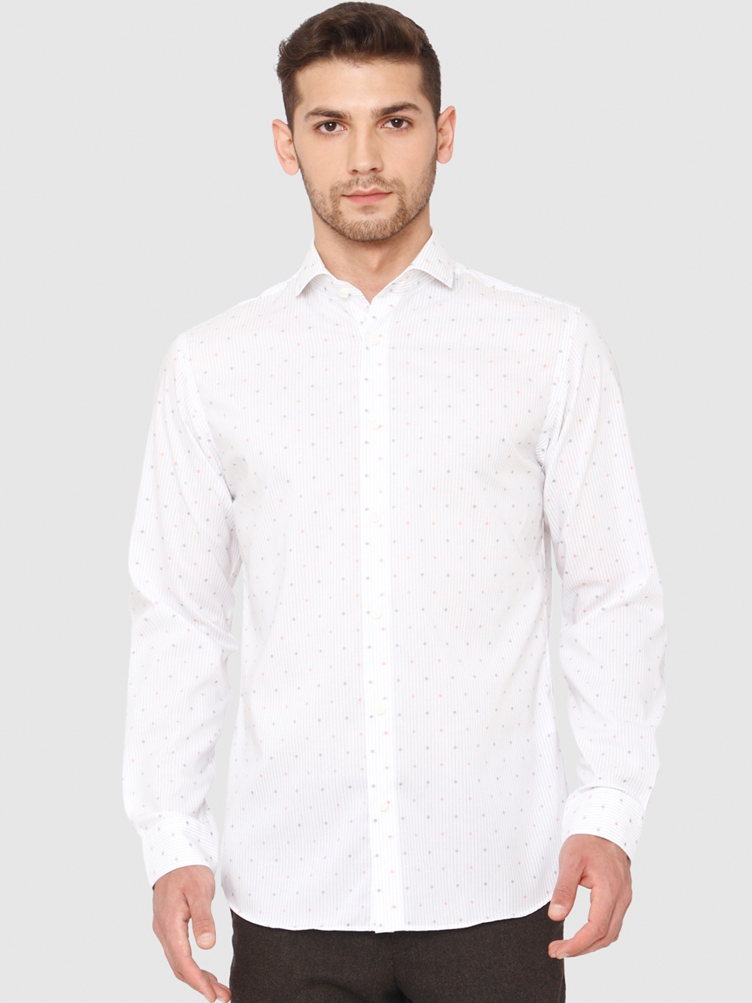 

SELECTED Men White Opaque Micro Ditsy Printed Casual Shirt