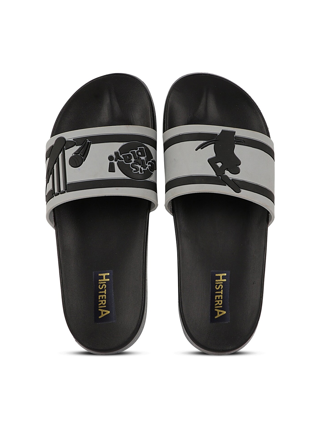 

Histeria Men Black & Grey Printed Rubber Sliders