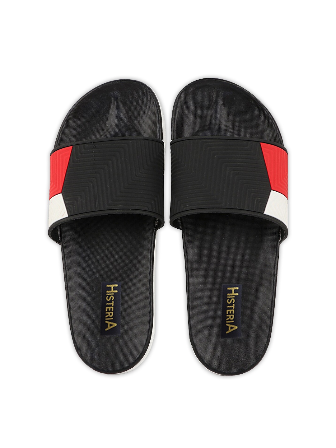 

Histeria Men Black & Red Colourblocked Rubber Sliders