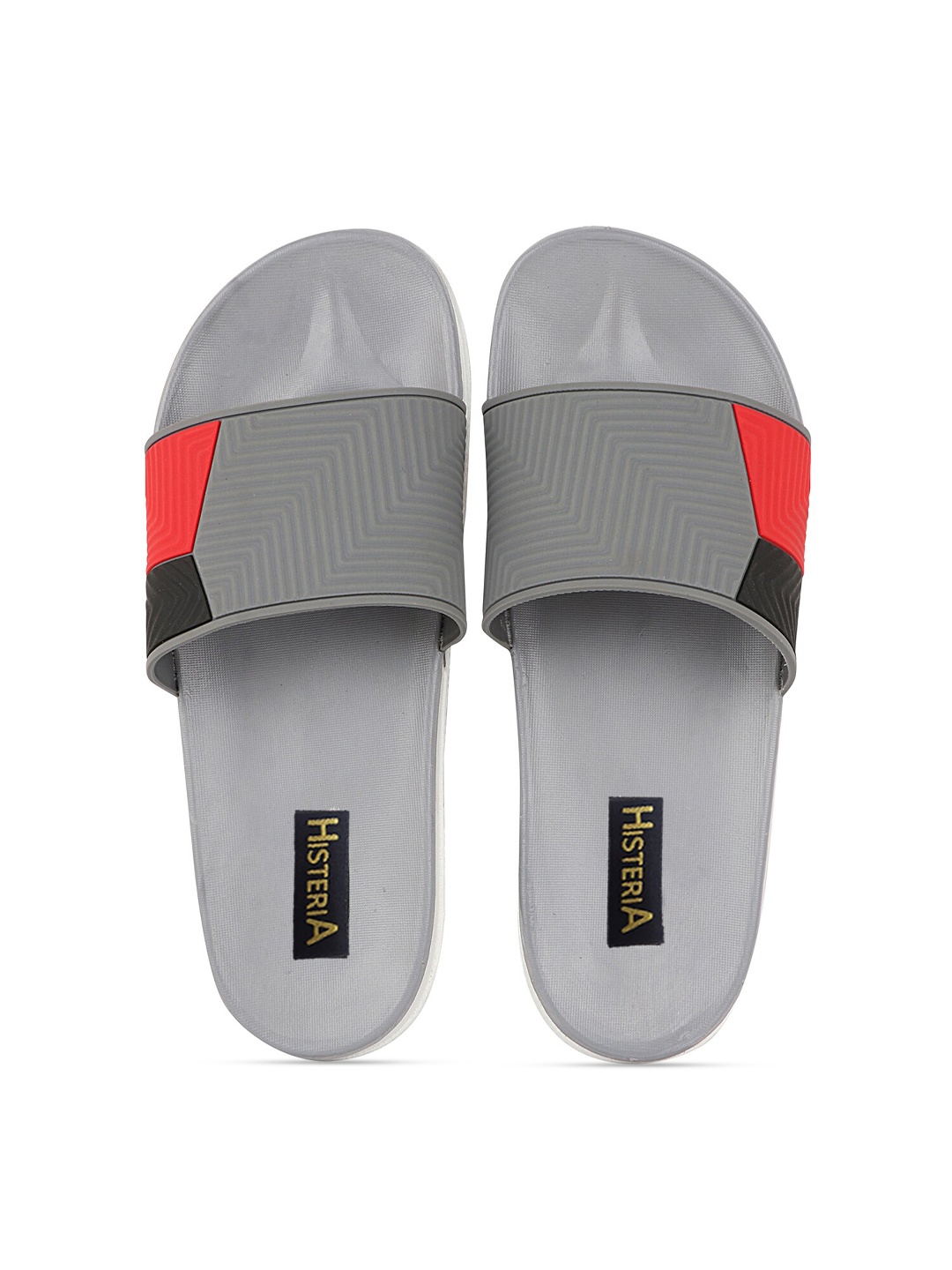 

Histeria Men Grey Colourblocked Rubber Sliders