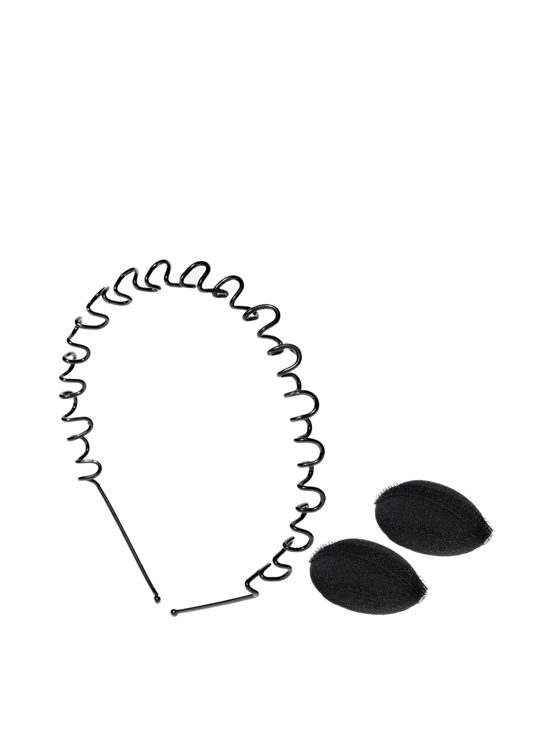 

CHANDERKASH Set of 2 Hair Puff Volumisers & ZigZag Wave Hair Band, Black