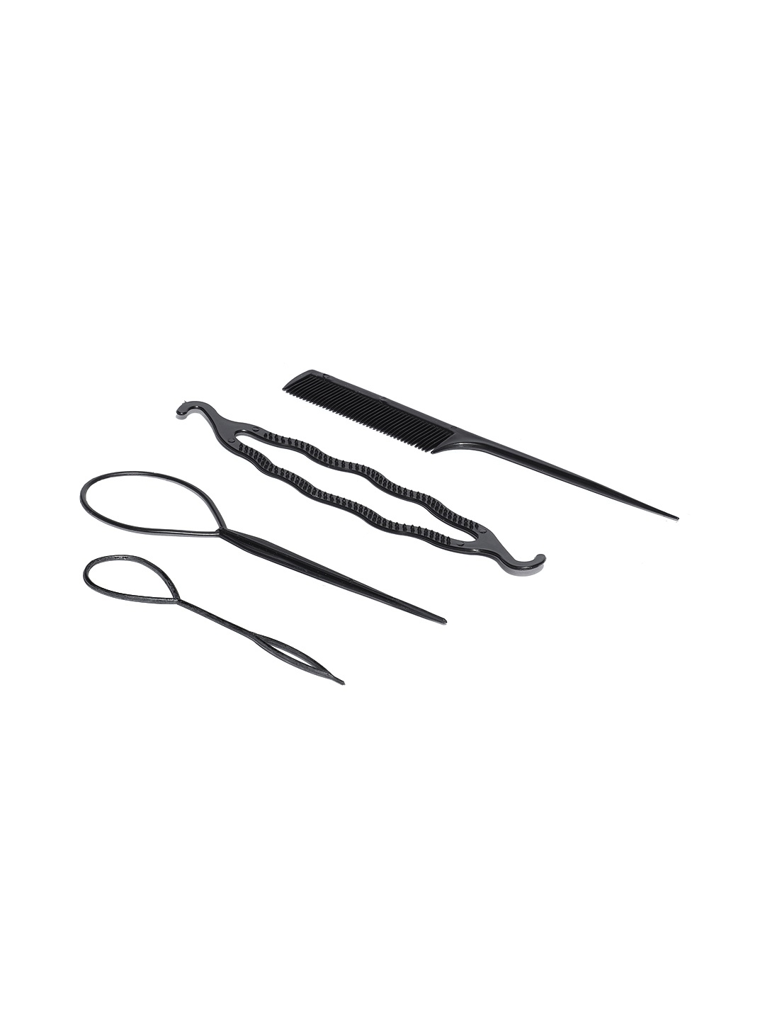 CHANDERKASH Black Set of 4 Nylon Hair Extension and Accessory Set