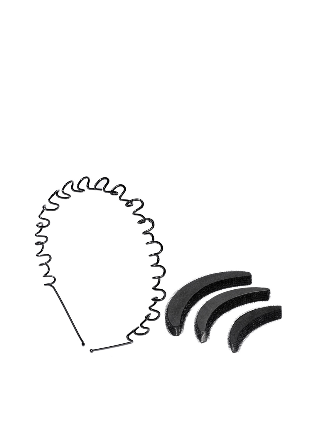

CHANDERKASH Set of 4 Nylon Puff Maker Bumpits and Metal Hair Band, Black